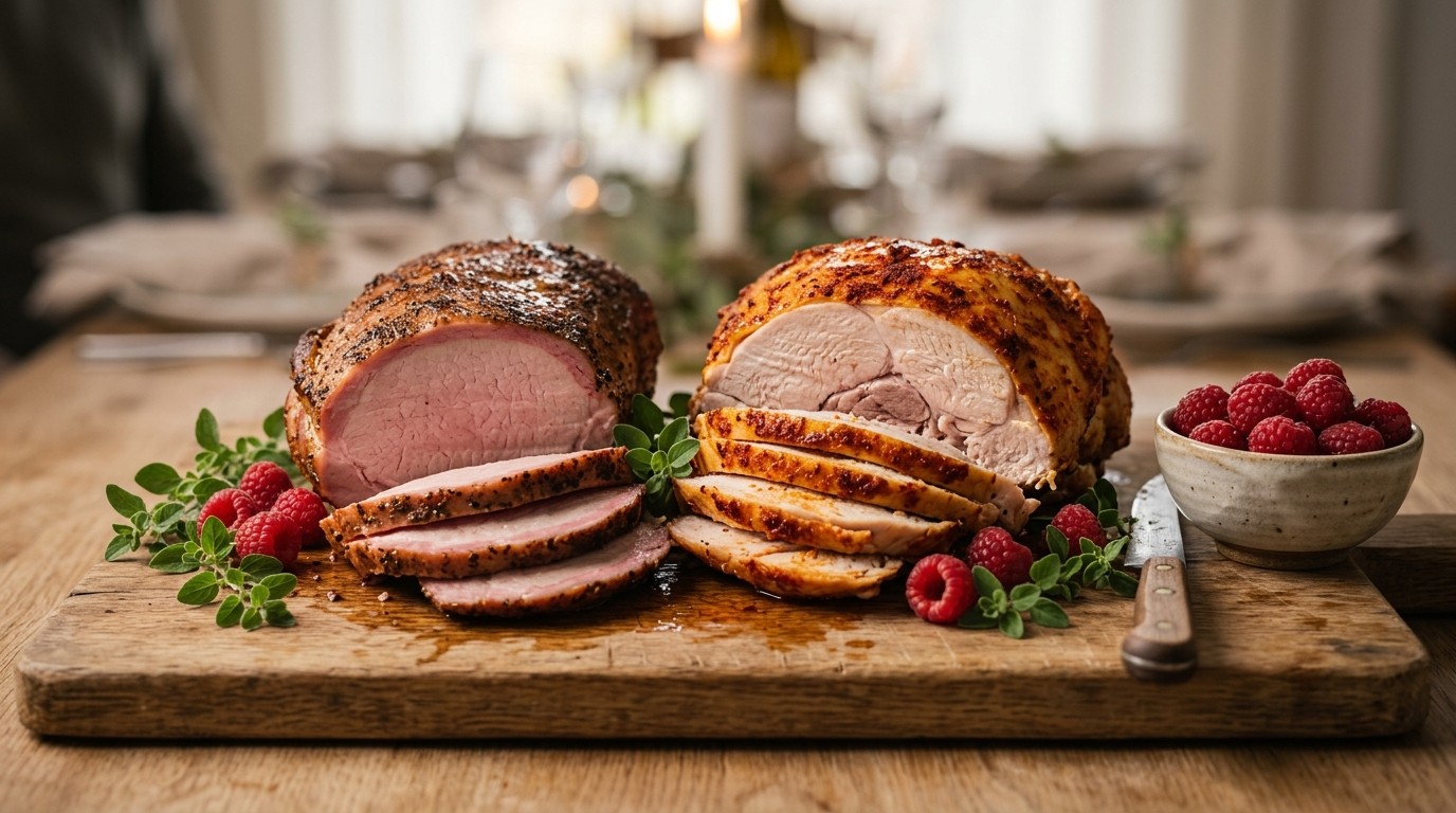 Gebraden casselerrib en chili-kalkoenfilet