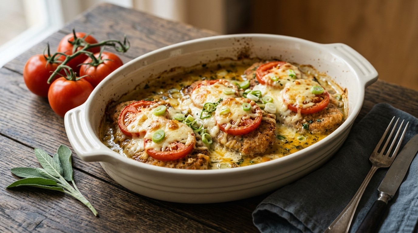 Gegratineerde schnitzels met tomaat