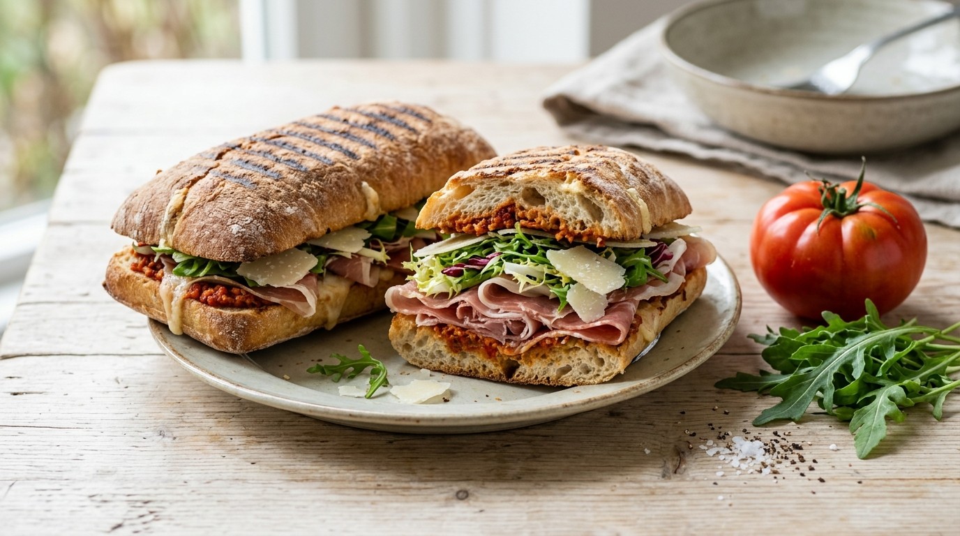 Gegrild Ciabattabroodje Parmaham en Kaas