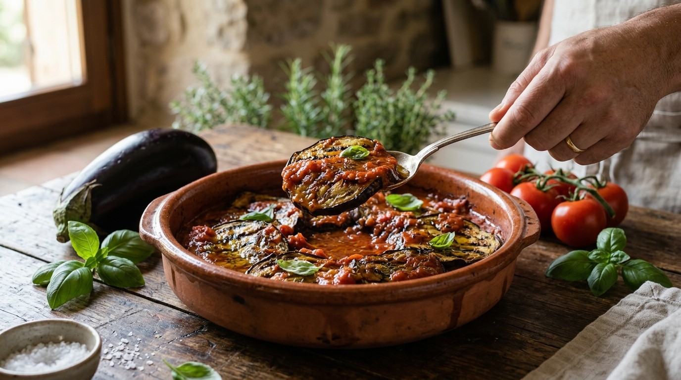 Gegrilde Aubergines in Tomatensaus
