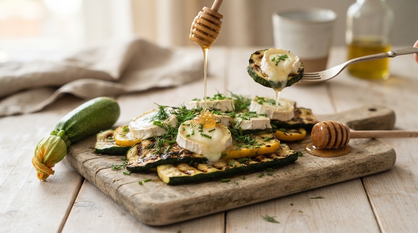 Gegrilde courgette met geitenkaas
