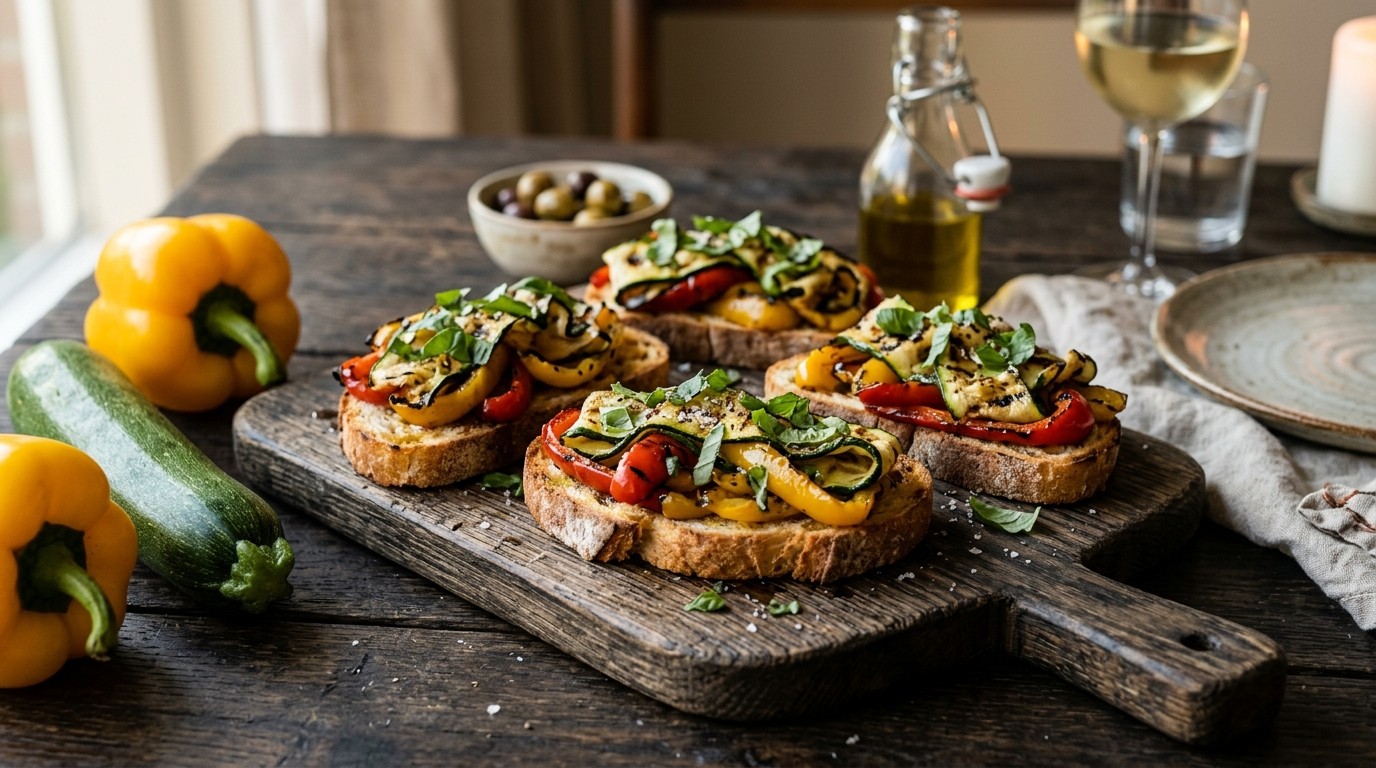 Gegrilde groenten bruschetta