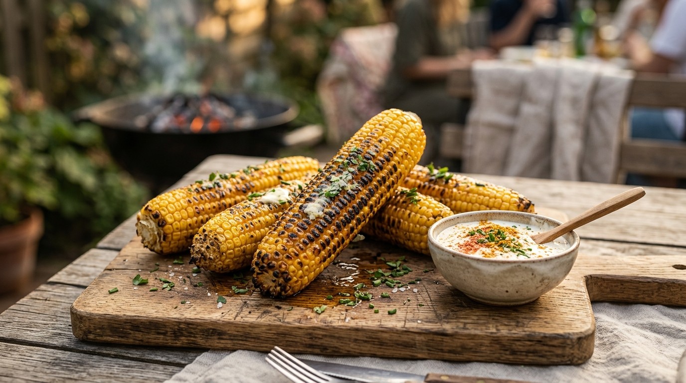 Gegrilde Maiskolven met Kruidensausje