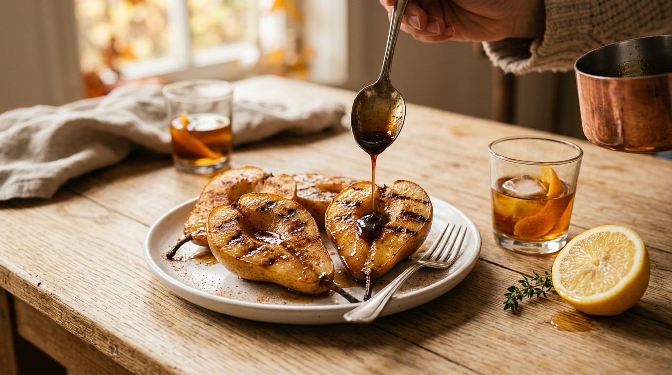 Gegrilde Peren met rum