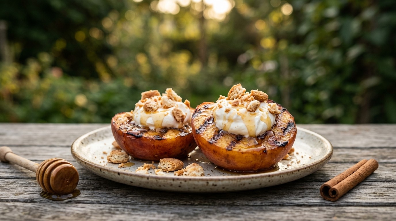 Gegrilde Perziken met Bitterkoekjes