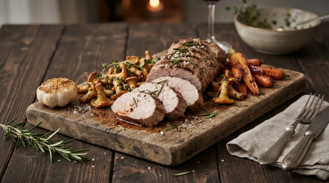Gegrilde varkenshaas met knoflook en rozemarijn