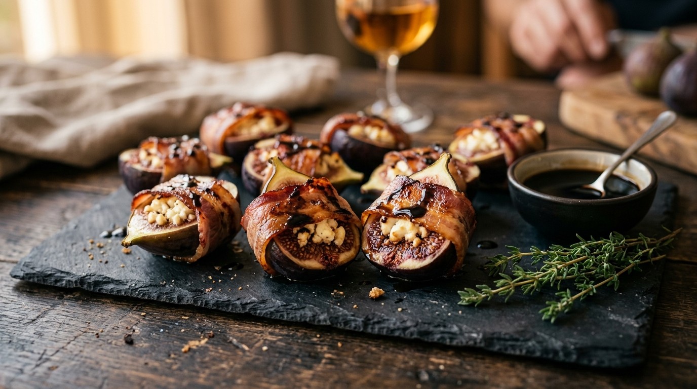 Gegrilde vijgen met schapenkaas en bacon
