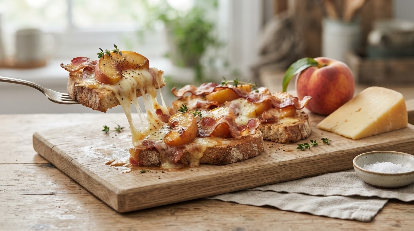 Gegrilleerde perzik-baconsneetjes