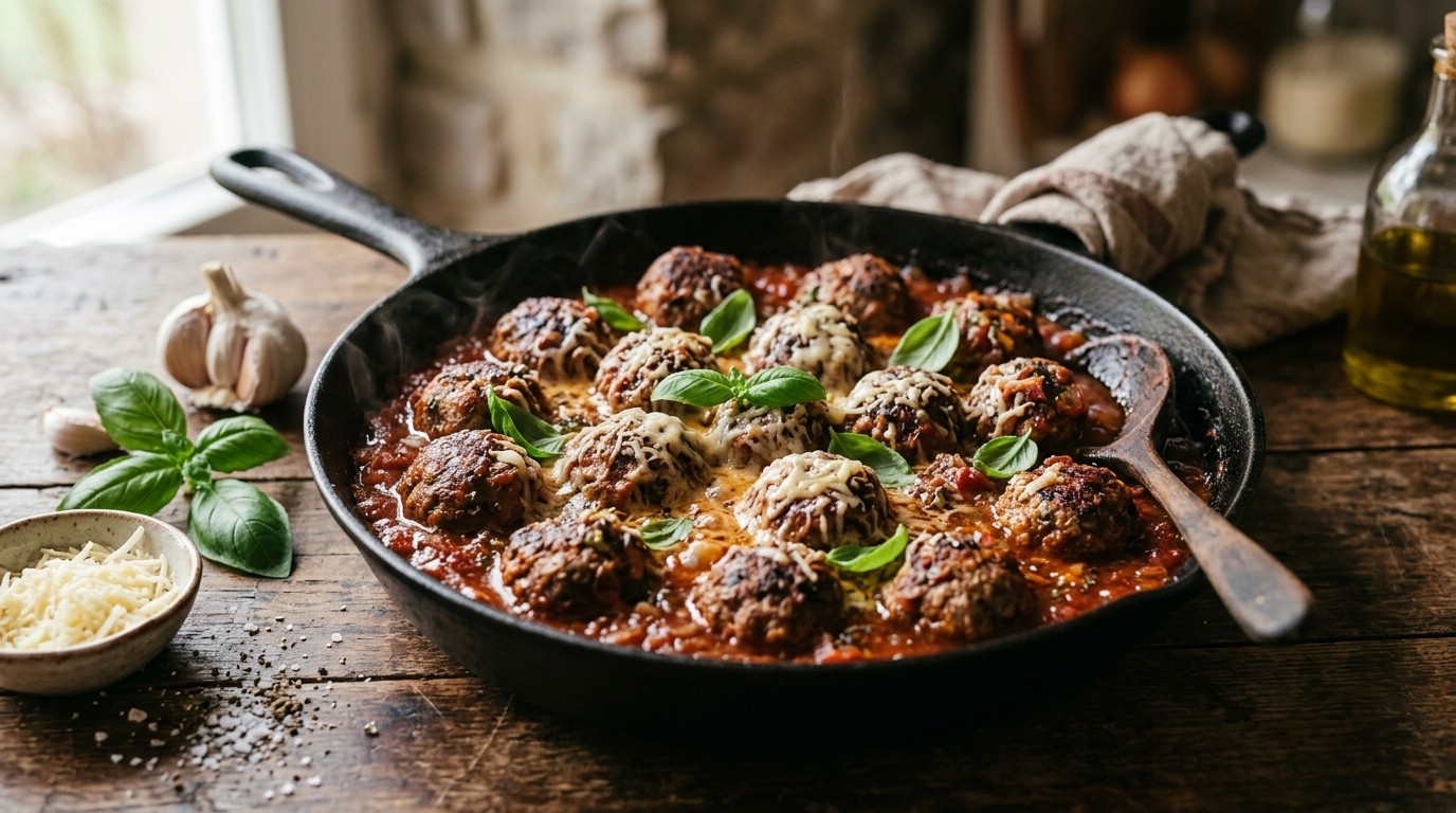 Gehaktballetjes in tomaten-knoflooksaus
