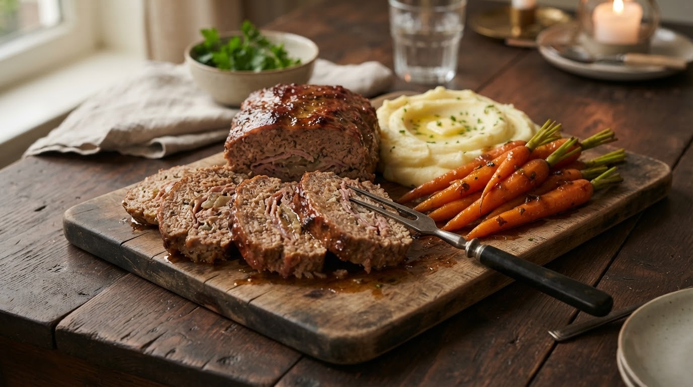 Gehaktbrood met bospeen en puree