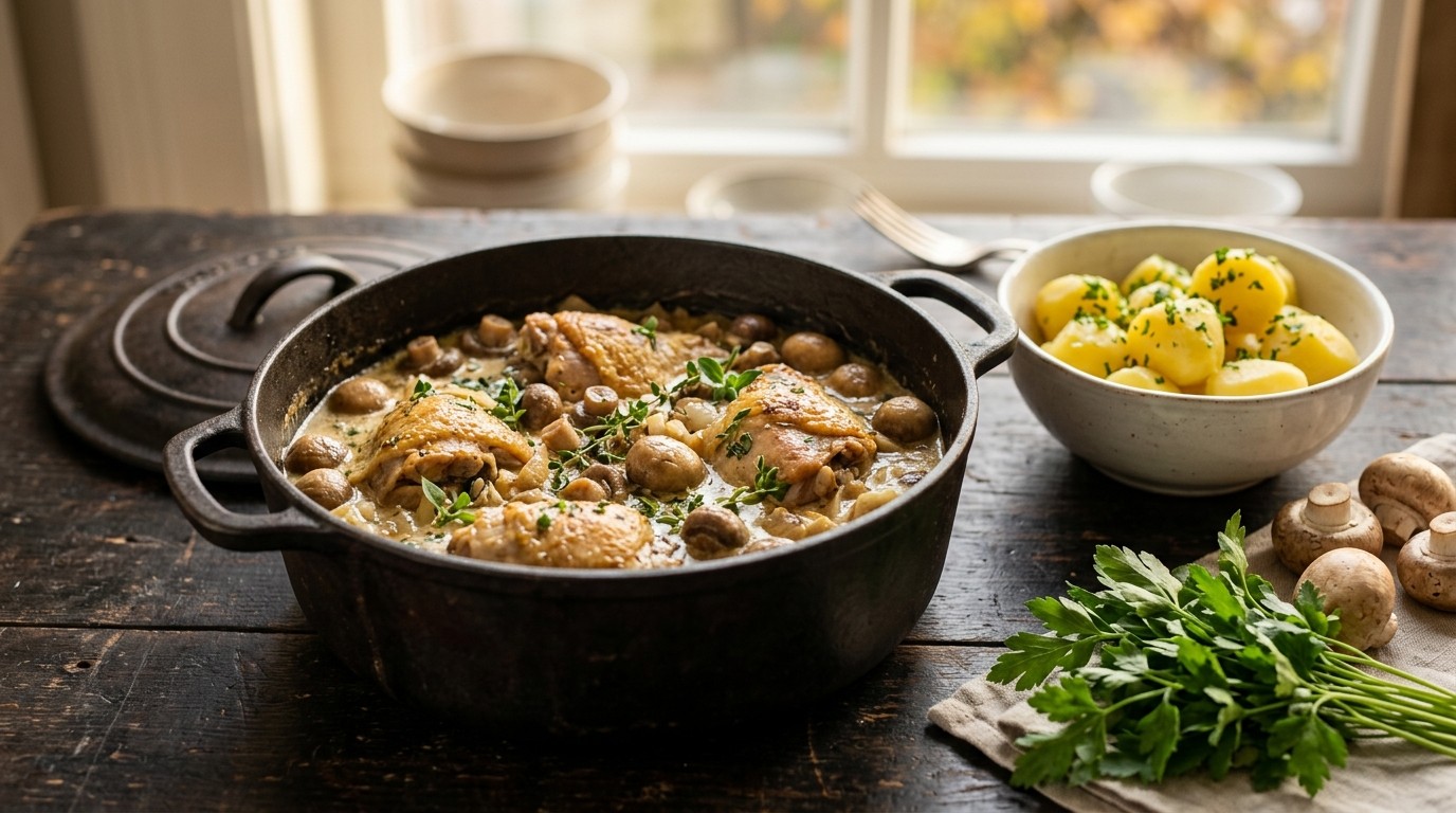 Gekruide Kalkoen met Champignons