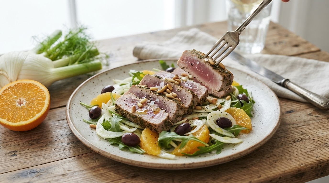 Gemarineerde tonijn met venkelsalade
