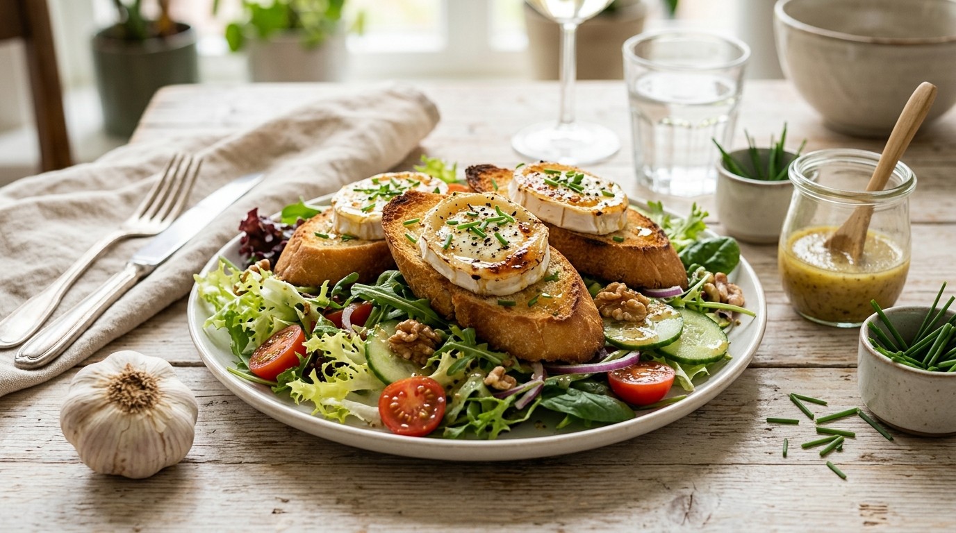 Gemengde salade met geitenkaas
