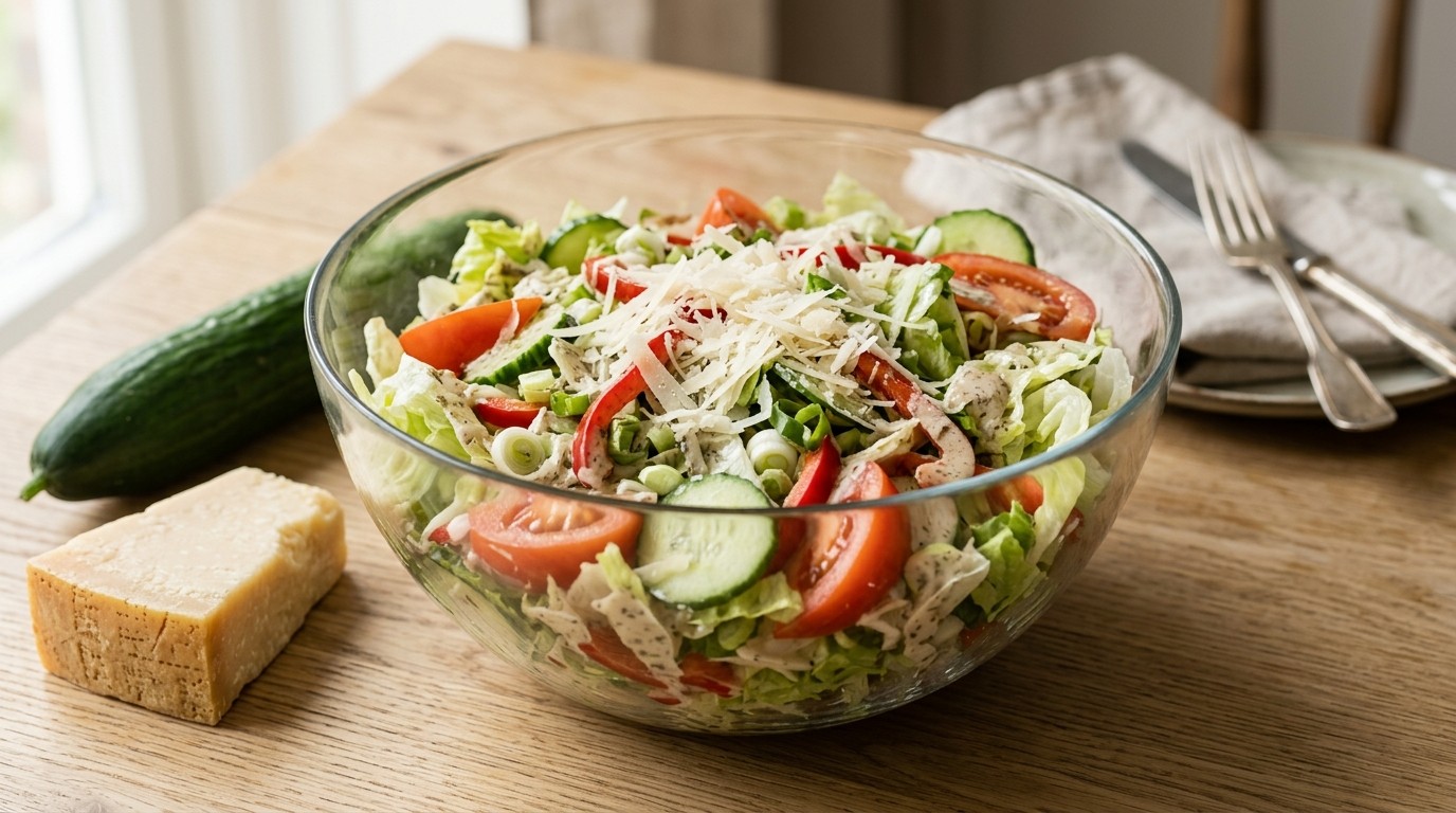 Gemengde salade met Parmezaanse kaas
