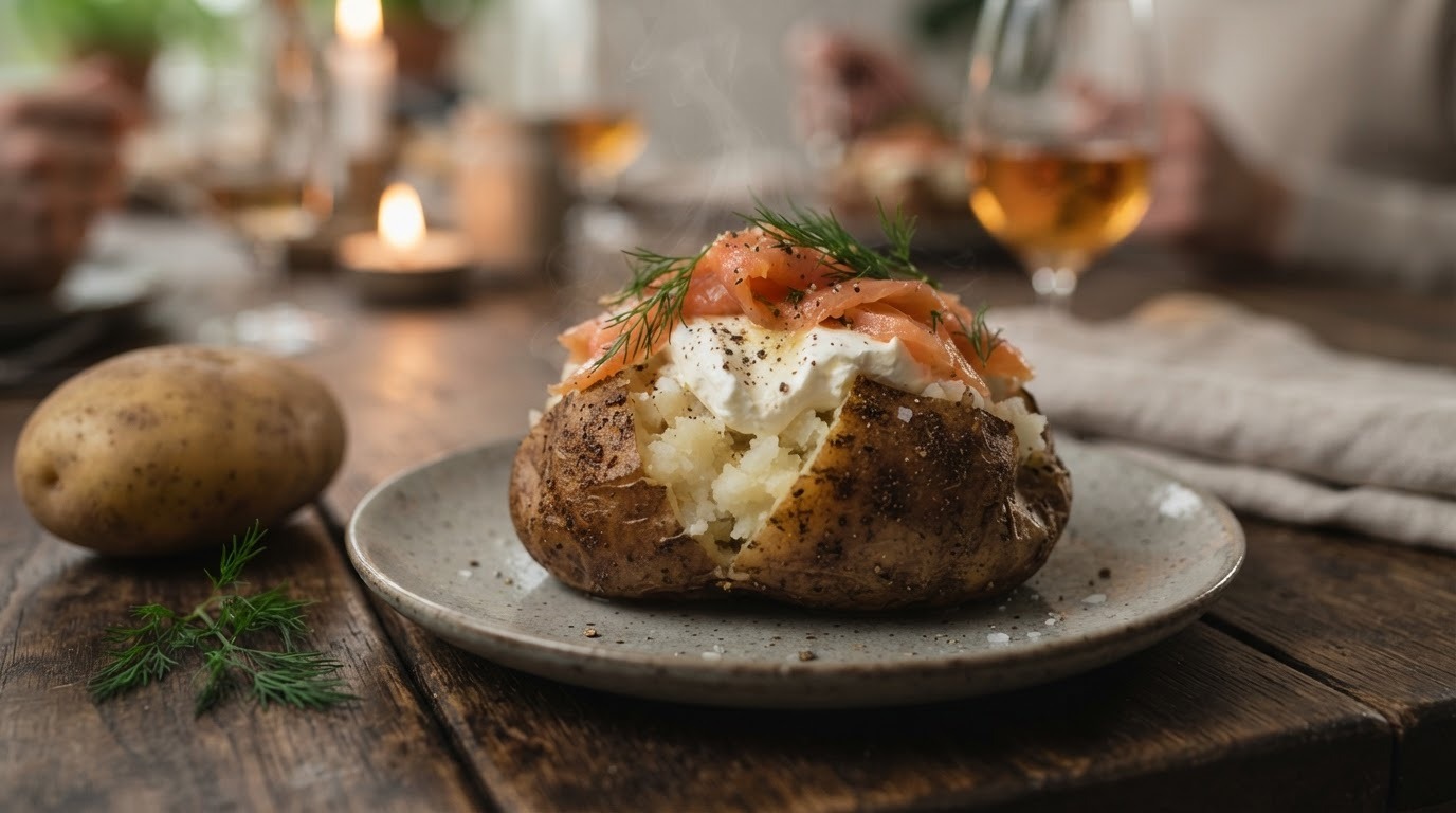 Gepofte aardappel met roomkaas