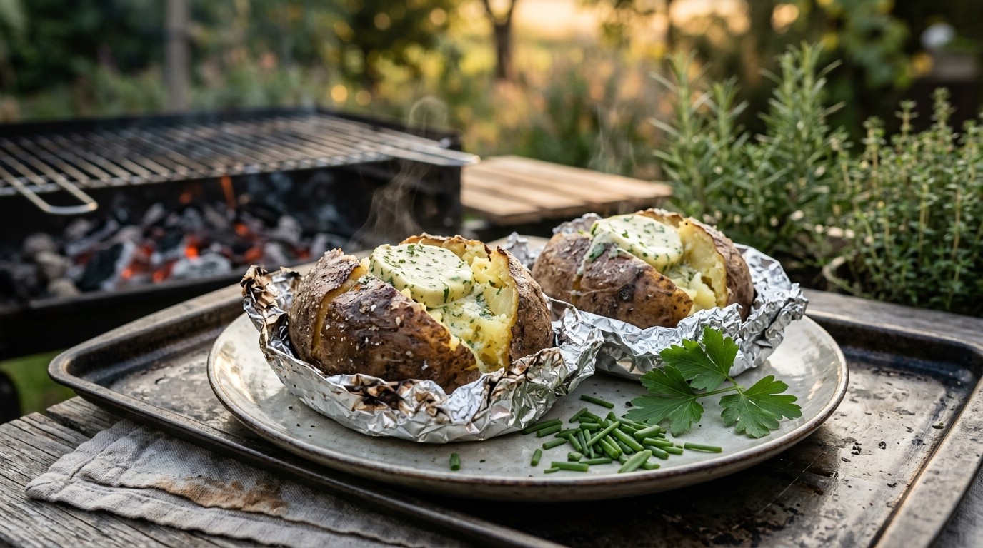 Gepofte Aardappelen Voor bij de Barbecue