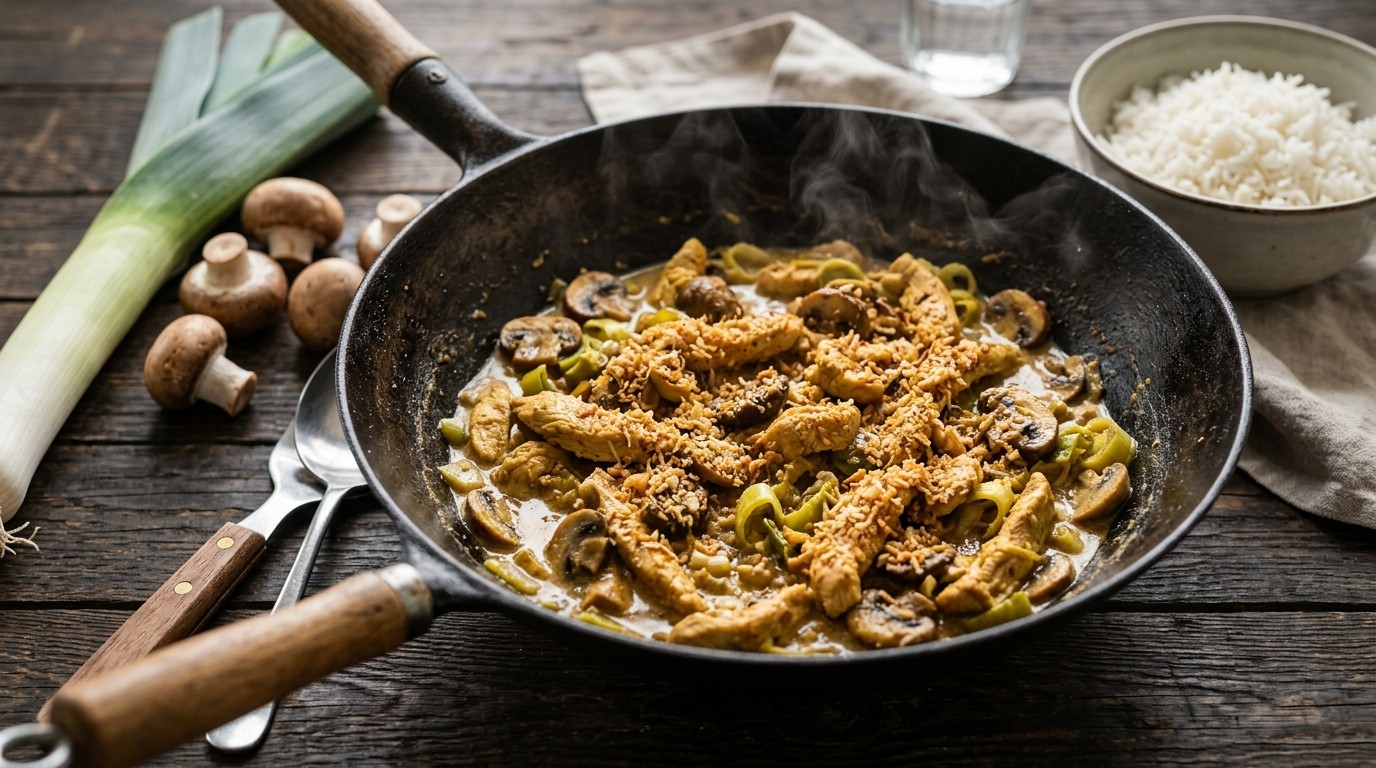 Geroerbakte Kokoskip en Groenten