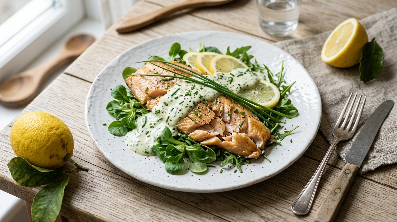 Gerookte Forel met Bieslooksaus