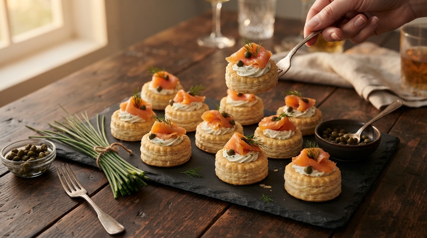 Gerookte zalm met bieslookcrème