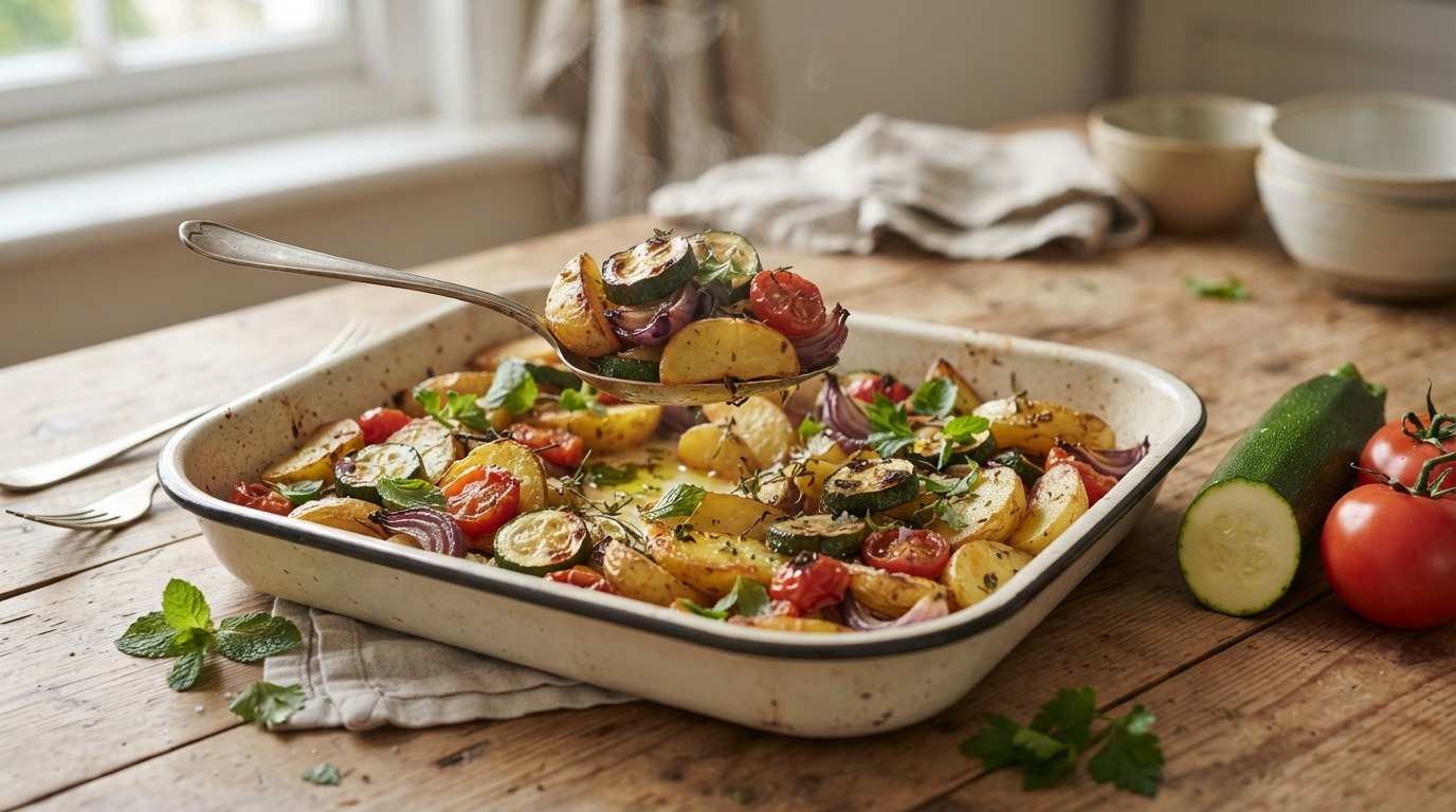 Geroosterde aardappelen met groenten