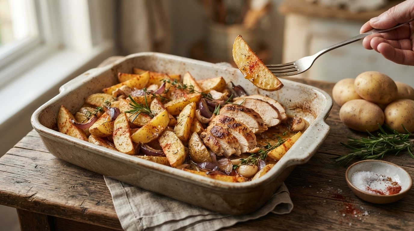 Geroosterde aardappelen met kipfilet