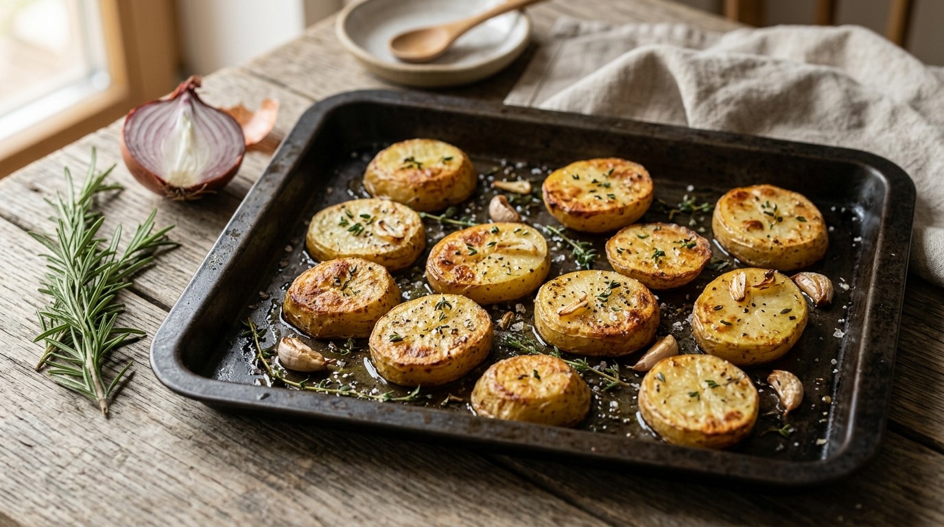 Geroosterde Aardappelschijven met Tijm en Knoflook