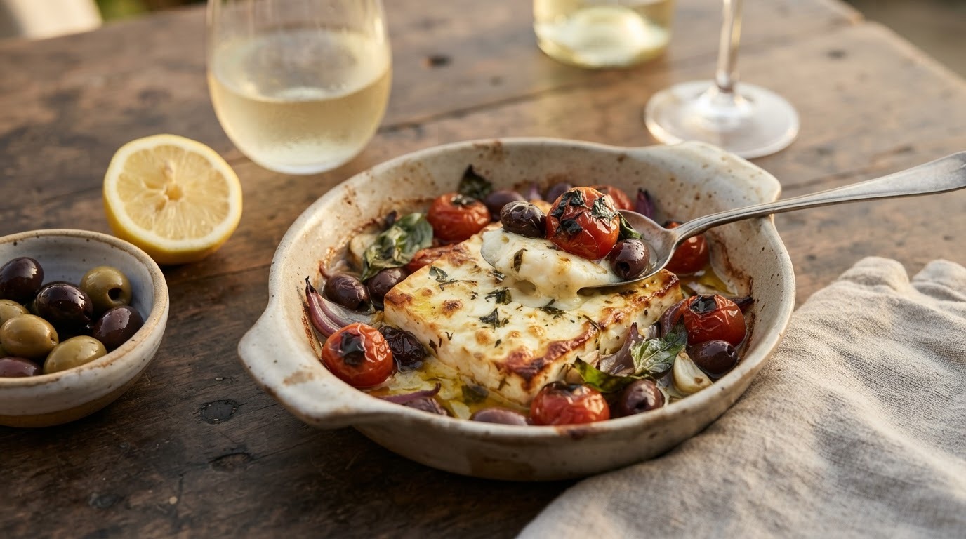 Geroosterde feta met olijven