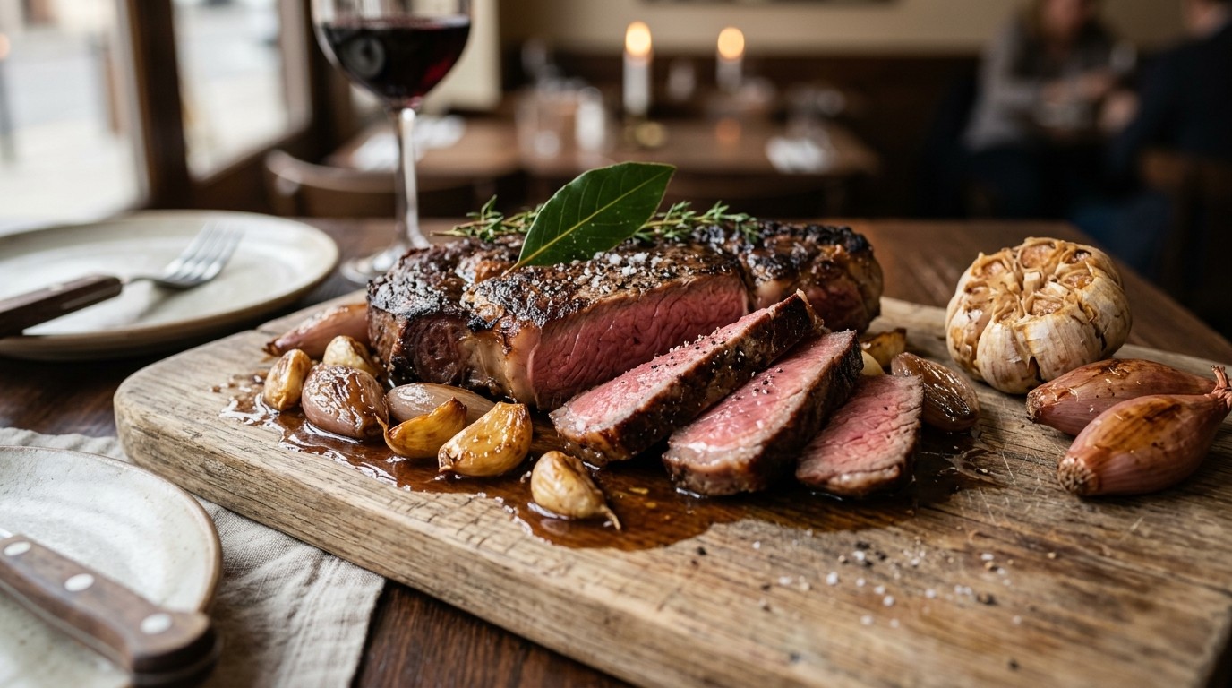 Geroosterde Knoflook en Sjalot met Entrecote