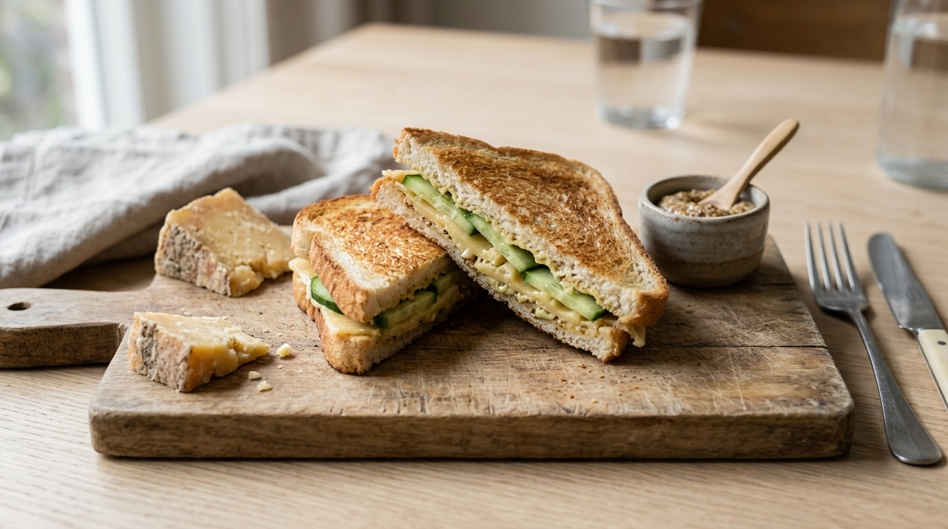 Geroosterde Sandwich met Oude Kaas en Komkommer