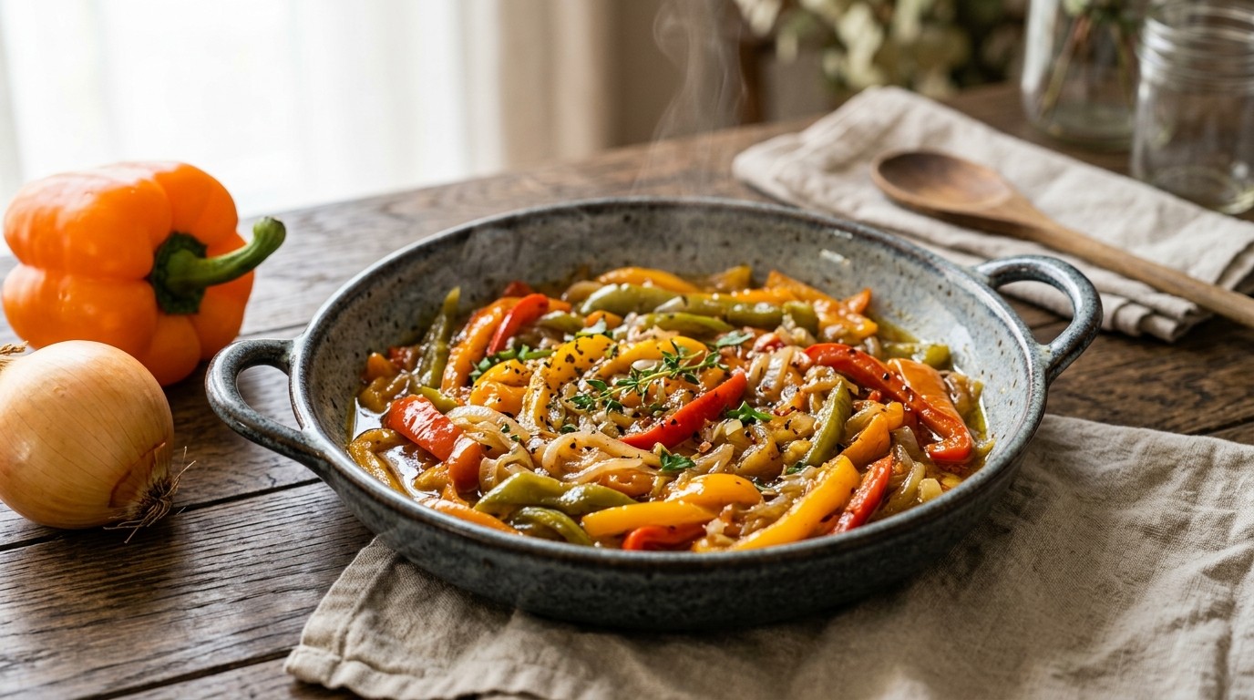 Gesmoorde gekleurde paprika