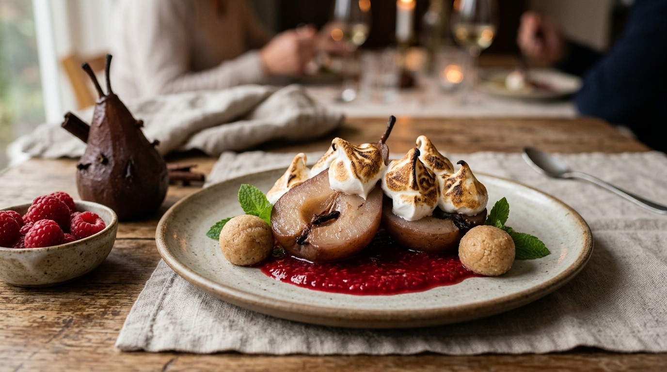 Gestoofde Peren met Meringue
