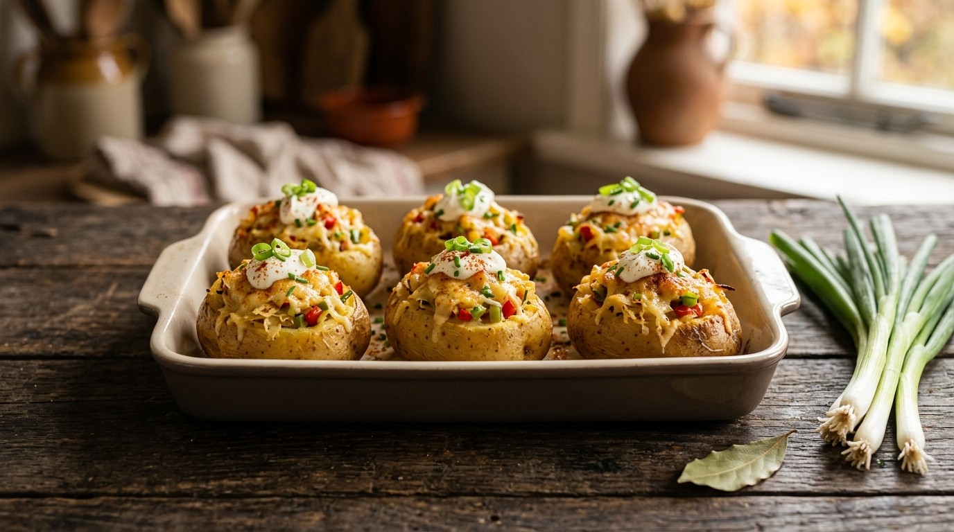 Gevulde Aardappels met Zuurkool en Paprika