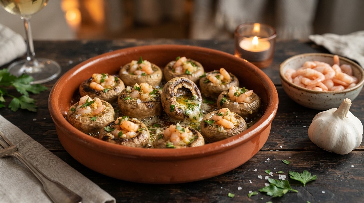 Gevulde champignons met garnalen