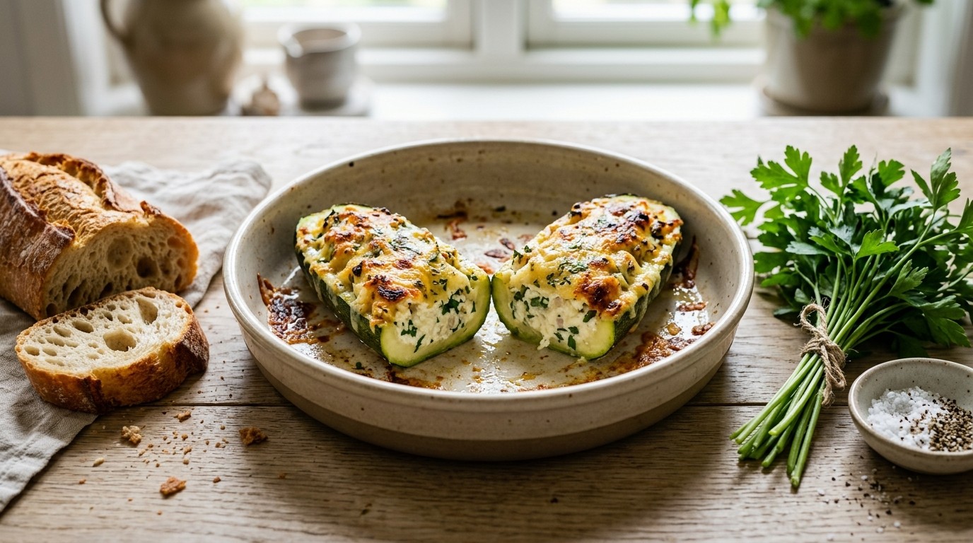 Gevulde courgette met huttenkase