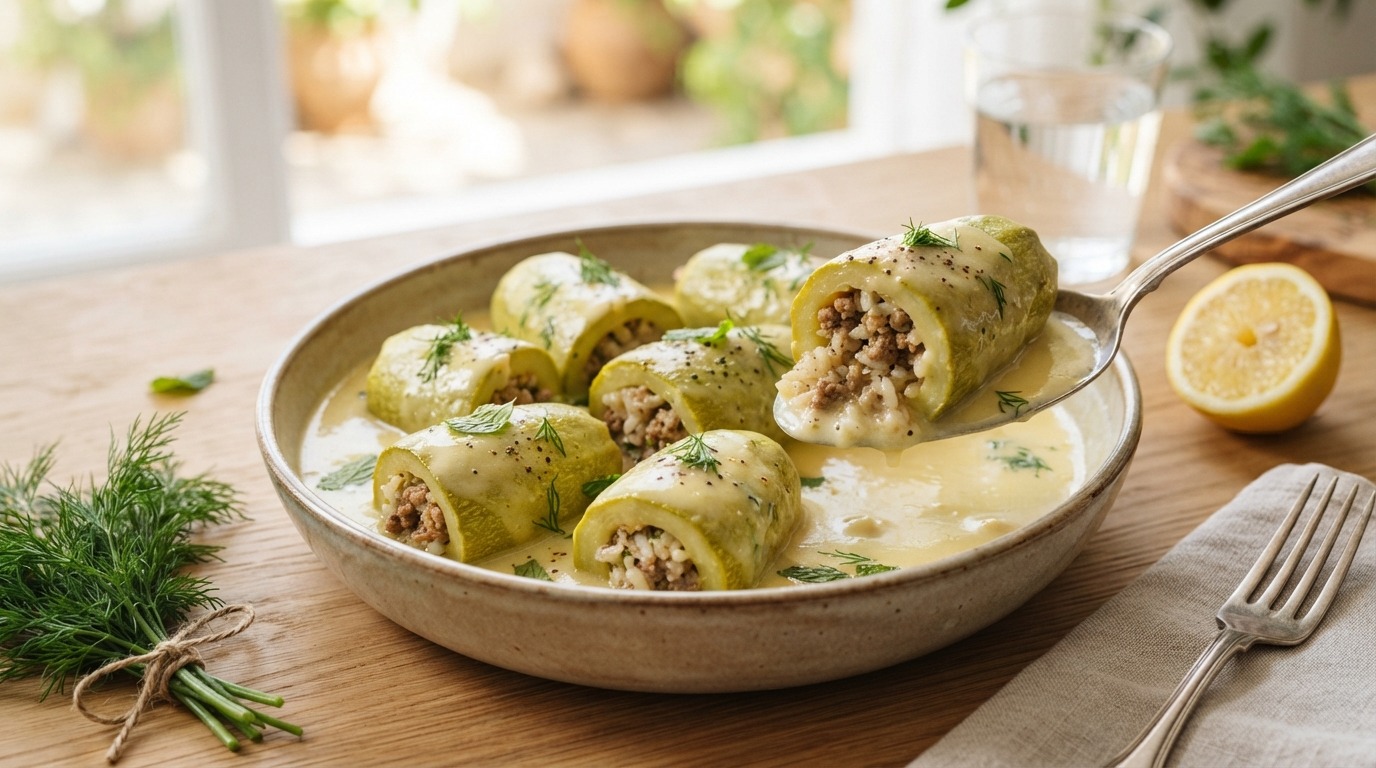 Gevulde courgettes met ei-citroensaus
