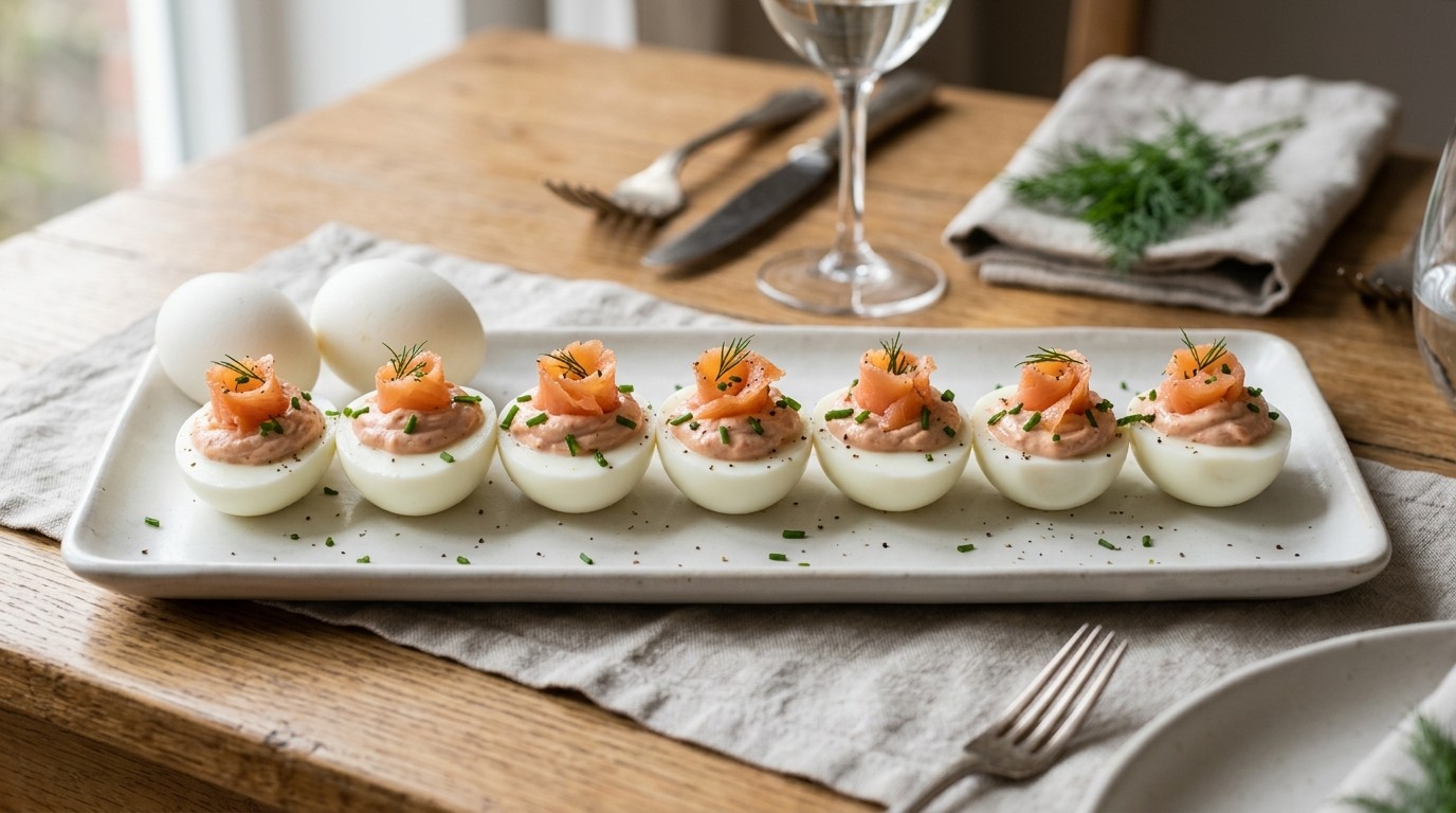 Gevulde Eieren met Zalm en Cocktailsaus