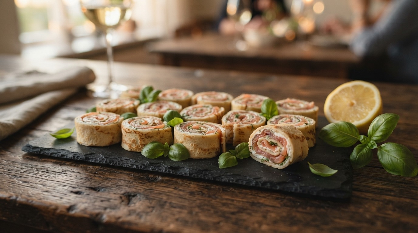 Gevulde flensjes met zalm