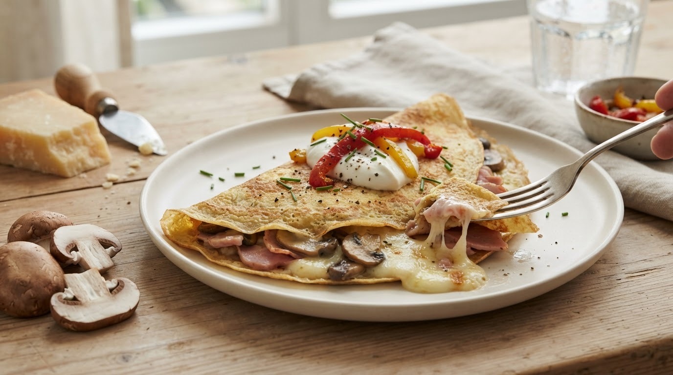 Gevulde hartige pannenkoek