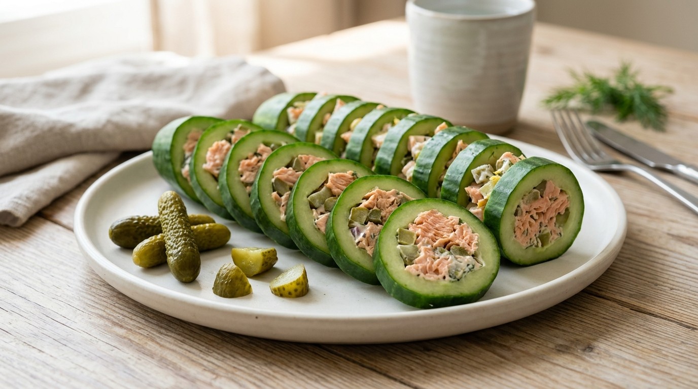 Gevulde Komkommer met Zalm en Augurk