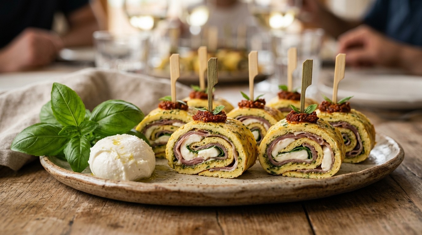 Gevulde Omeletrolletjes met Groene Pesto