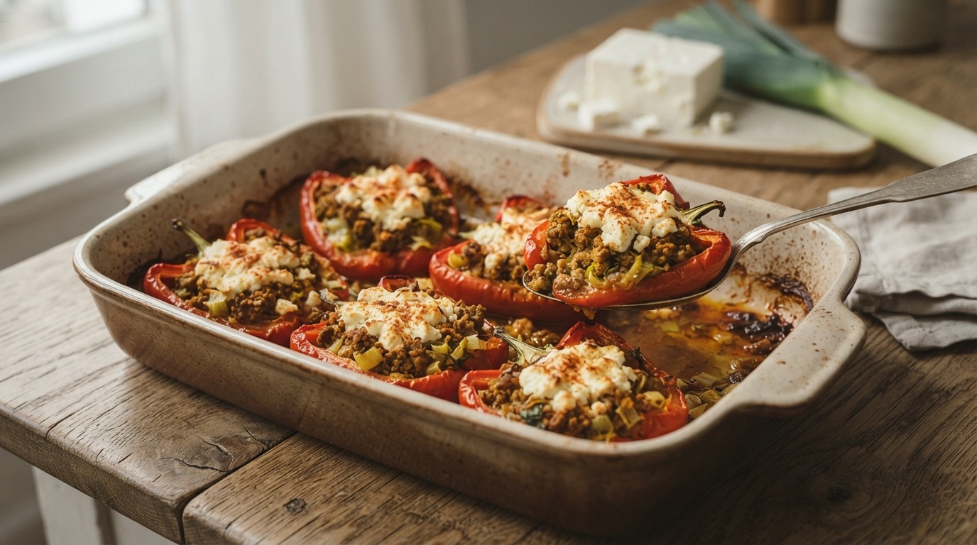 Gevulde paprika met gehakt en feta