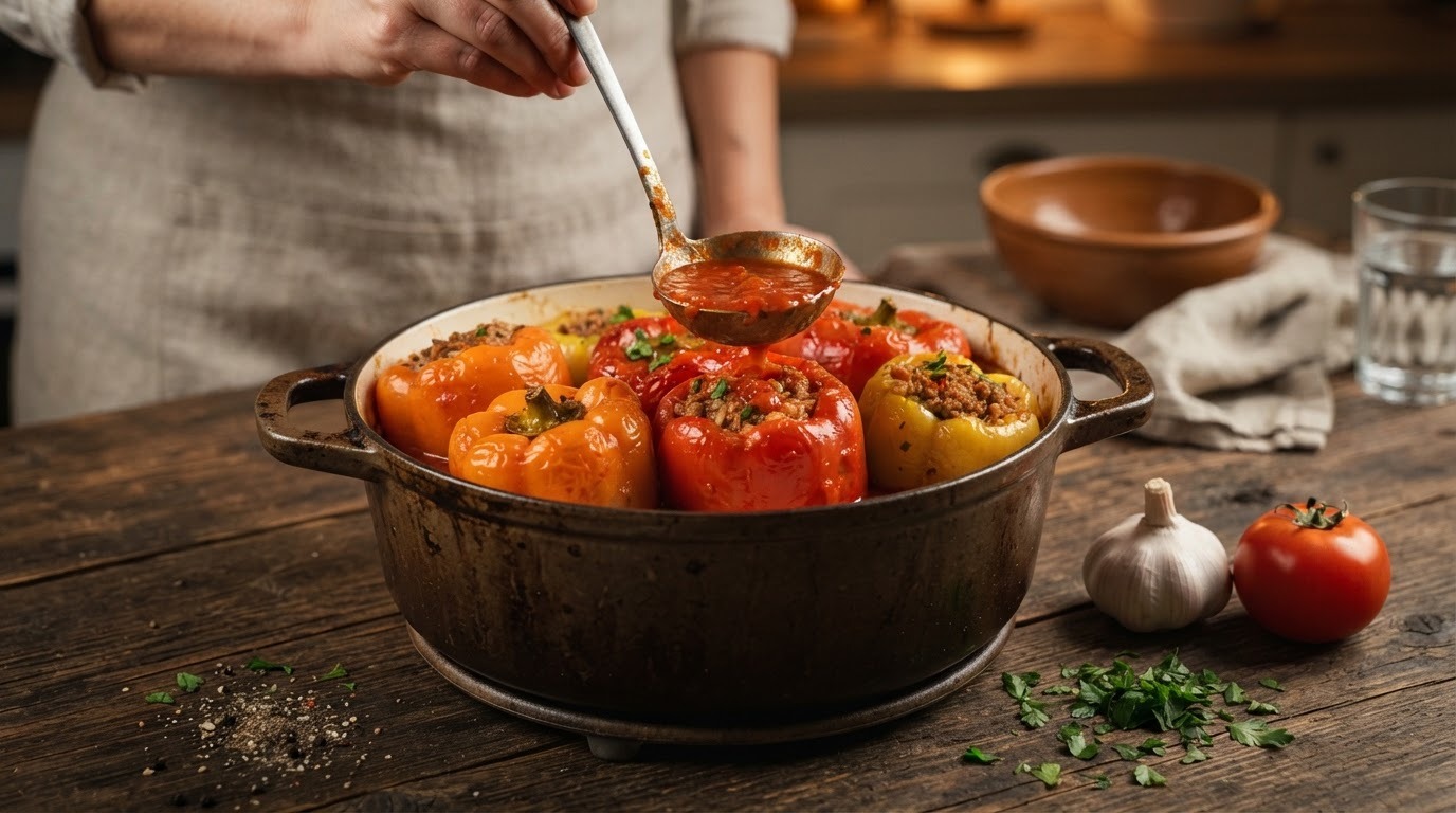 Gevulde Paprika met Gehakt en Italiaanse Kruiden