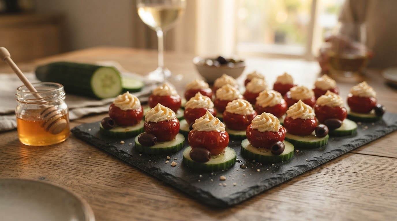 Gevulde peppadew met honingroomkaas