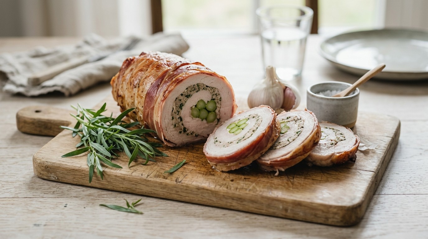 Gevulde Rollade met Parmaham en Asperges