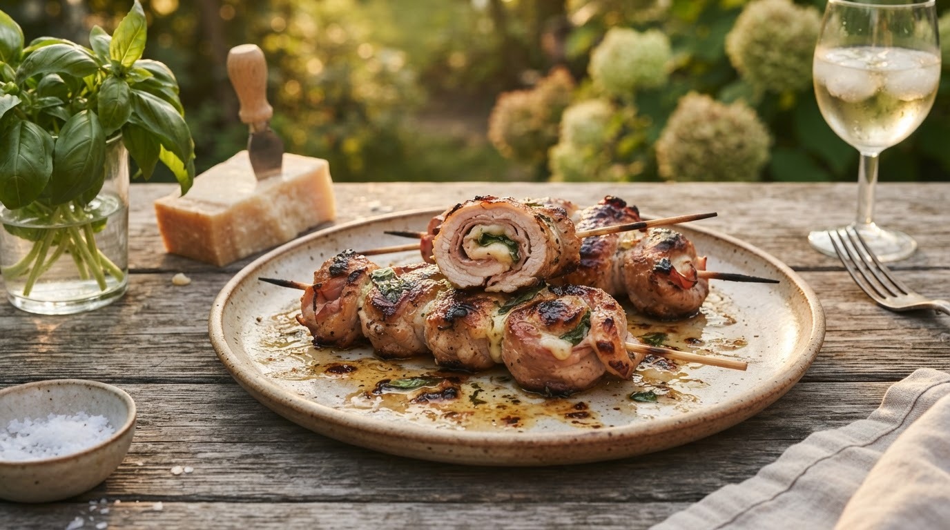 Gevulde schnitzelspiesjes