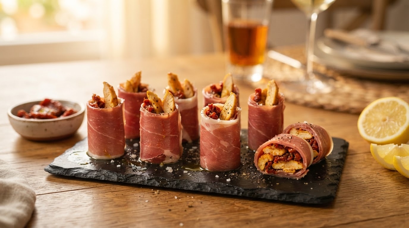 Gevulde Serranoham met kip