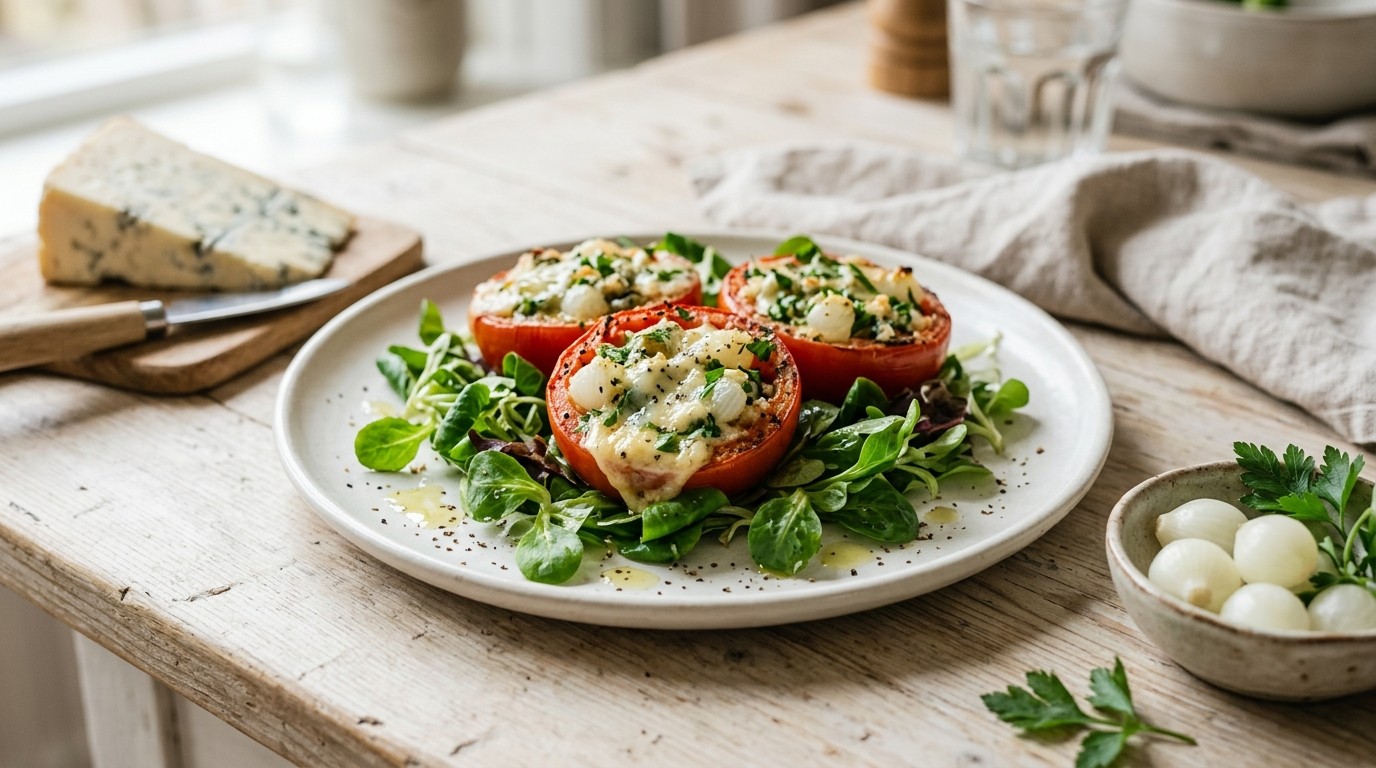 Gevulde tomaten in het groen