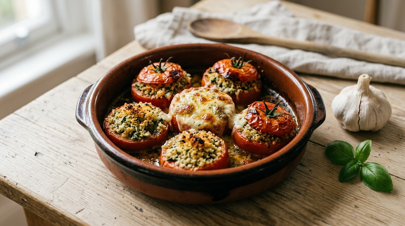 Gevulde tomaten uit de oven