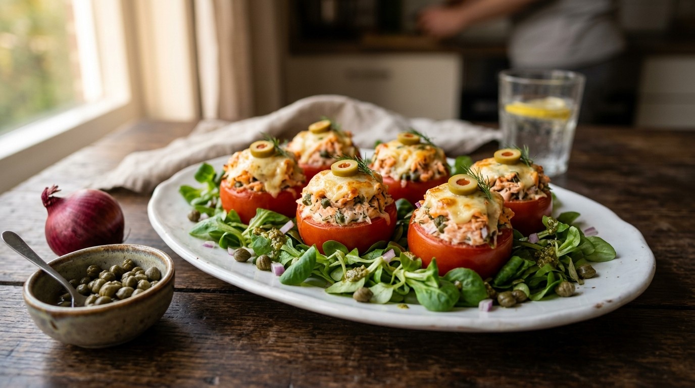 Gevulde trostomaatjes met zalm