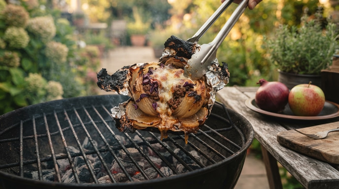 Gevulde uien op de BBQ